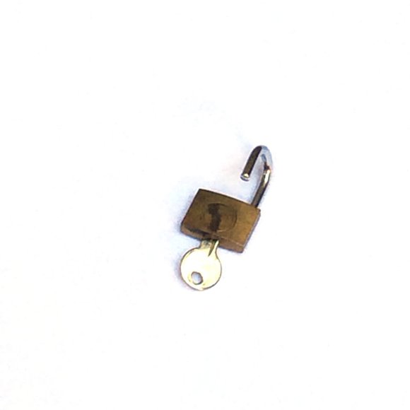Vintage 1" wide small gold brass metal padlock with key for storage or travel - Picture 9 of 9